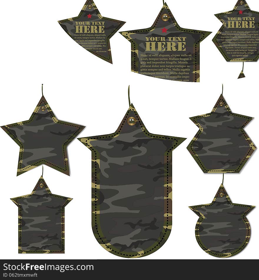 Blank Camouflage Military Different Tags Set