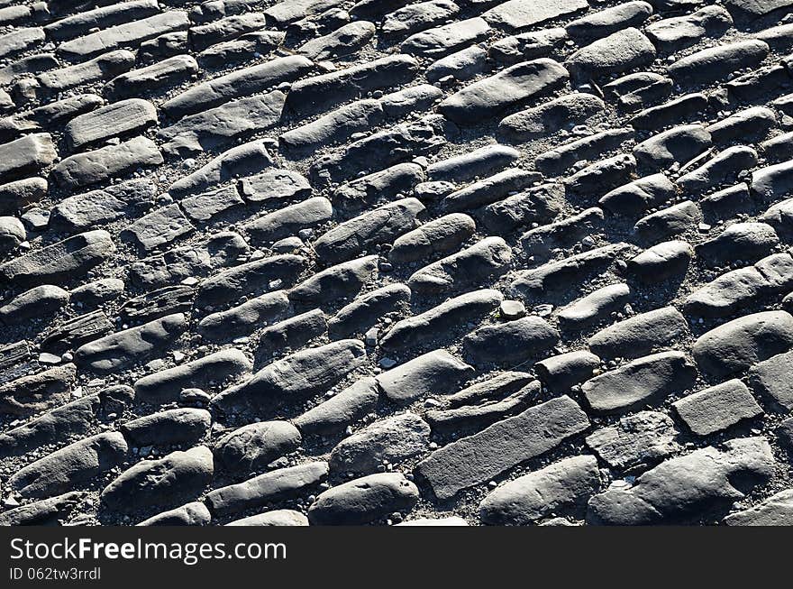 Pebbly pavement of the Spanish ancient road