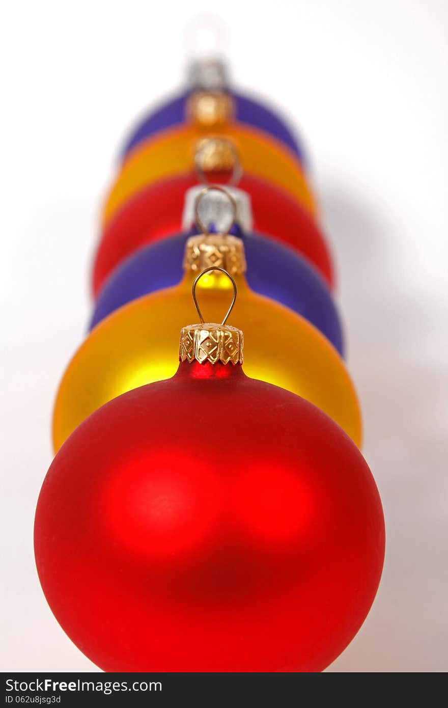 Colorful baubles in one row. Colorful baubles in one row