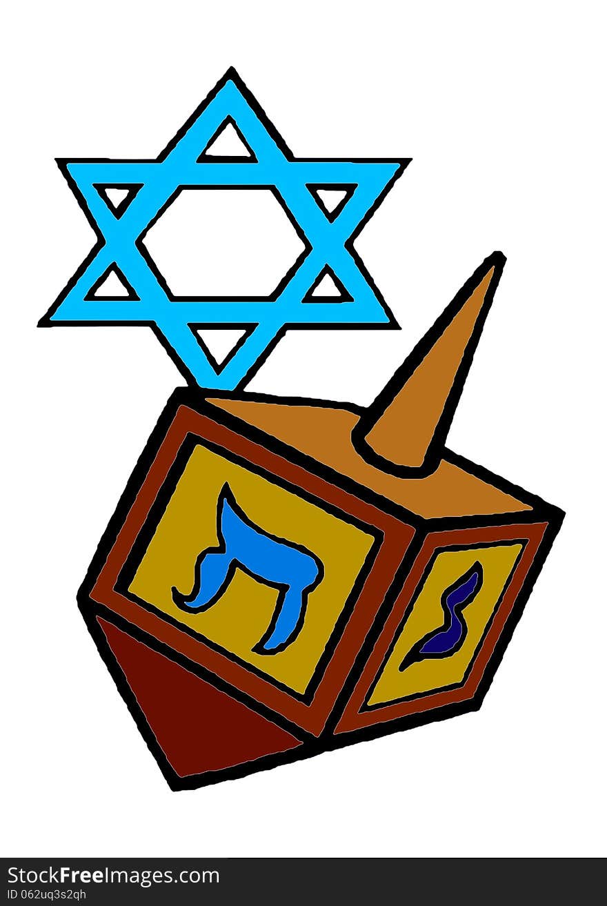 Star of David and Sevivon - a four sided spinning top played with on the Jewish holiday of Hanukkah