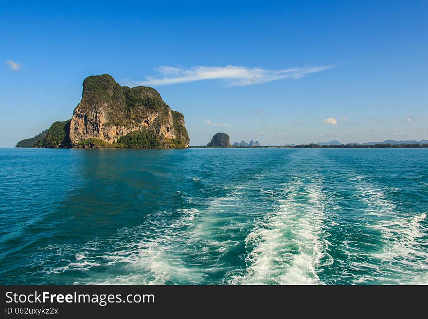 Wave on water from boat. Wave on water from boat.