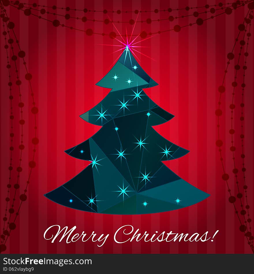 Christmas tree greeting card design