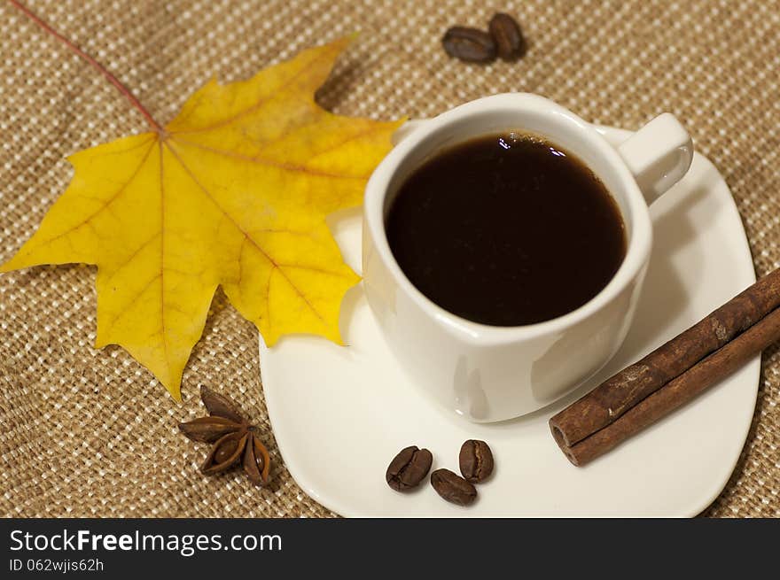 Autumn cup of coffee