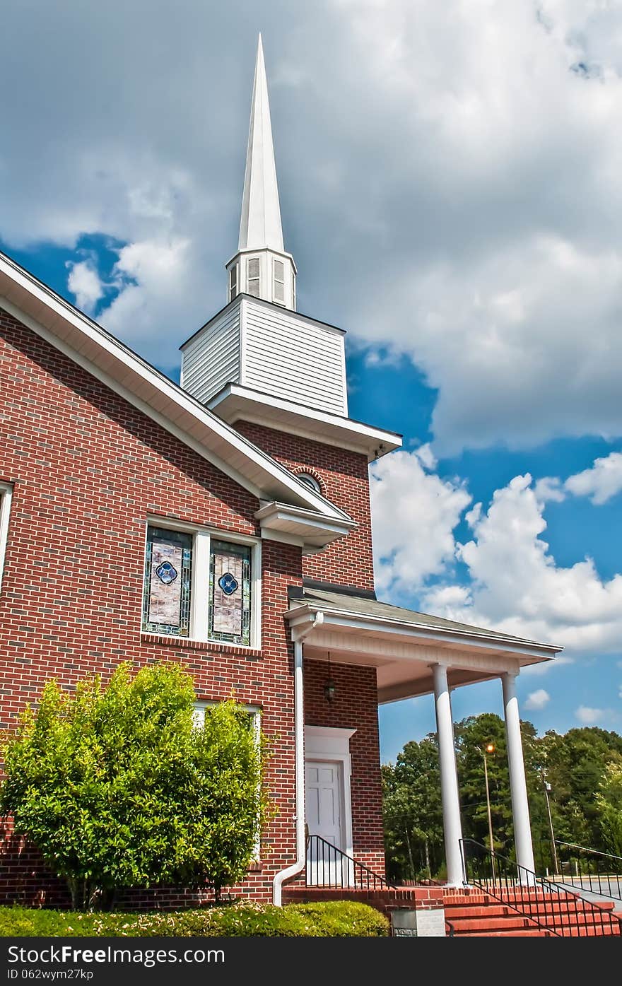 Exterior of modern American church with contemporary architecture