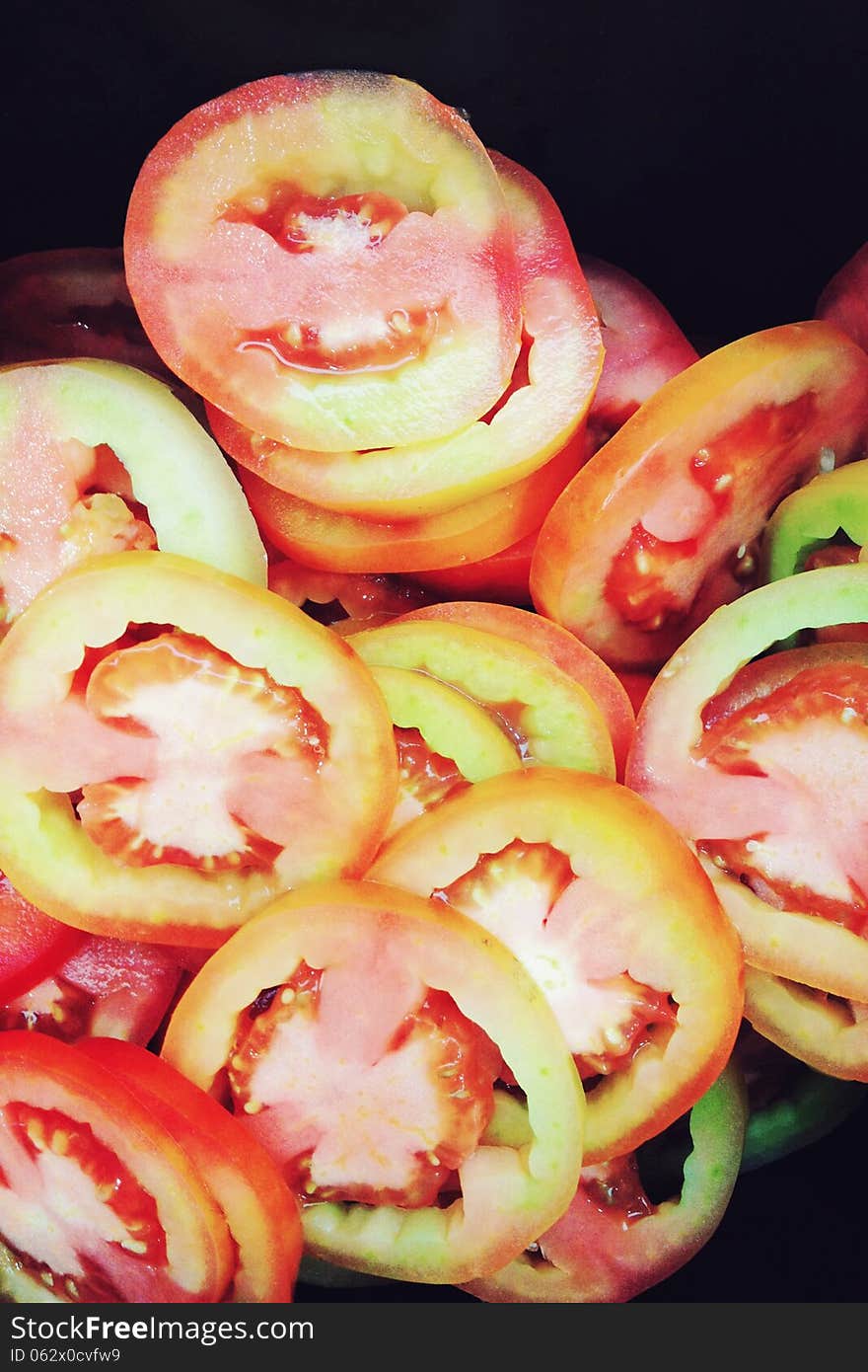 Clode up of tomato sliced background