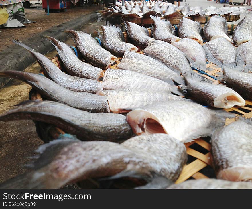 Snakeskin gourami fishes in local market, Thailand