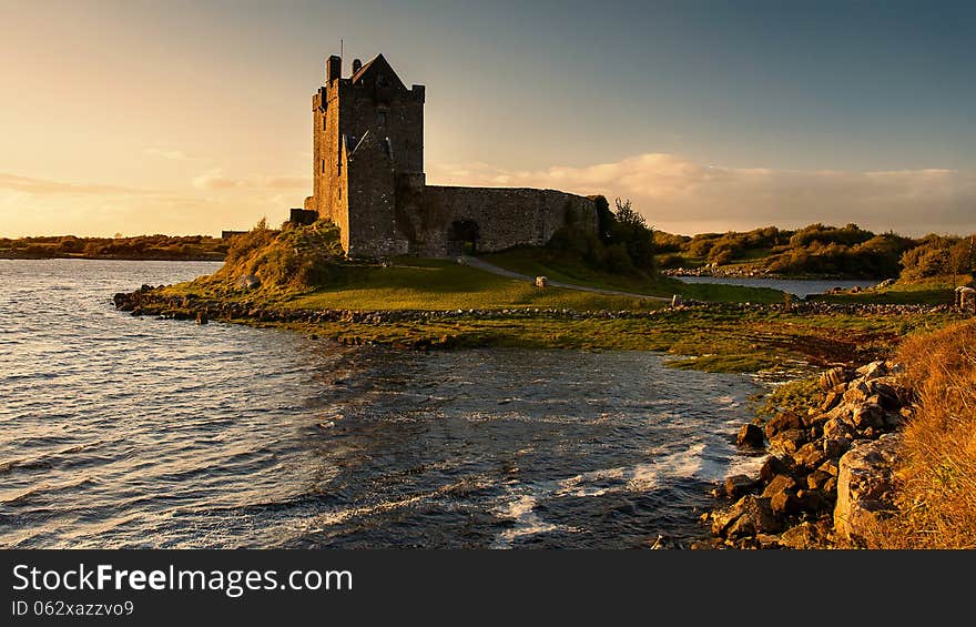 View of the Dunguaire Castle at sunset