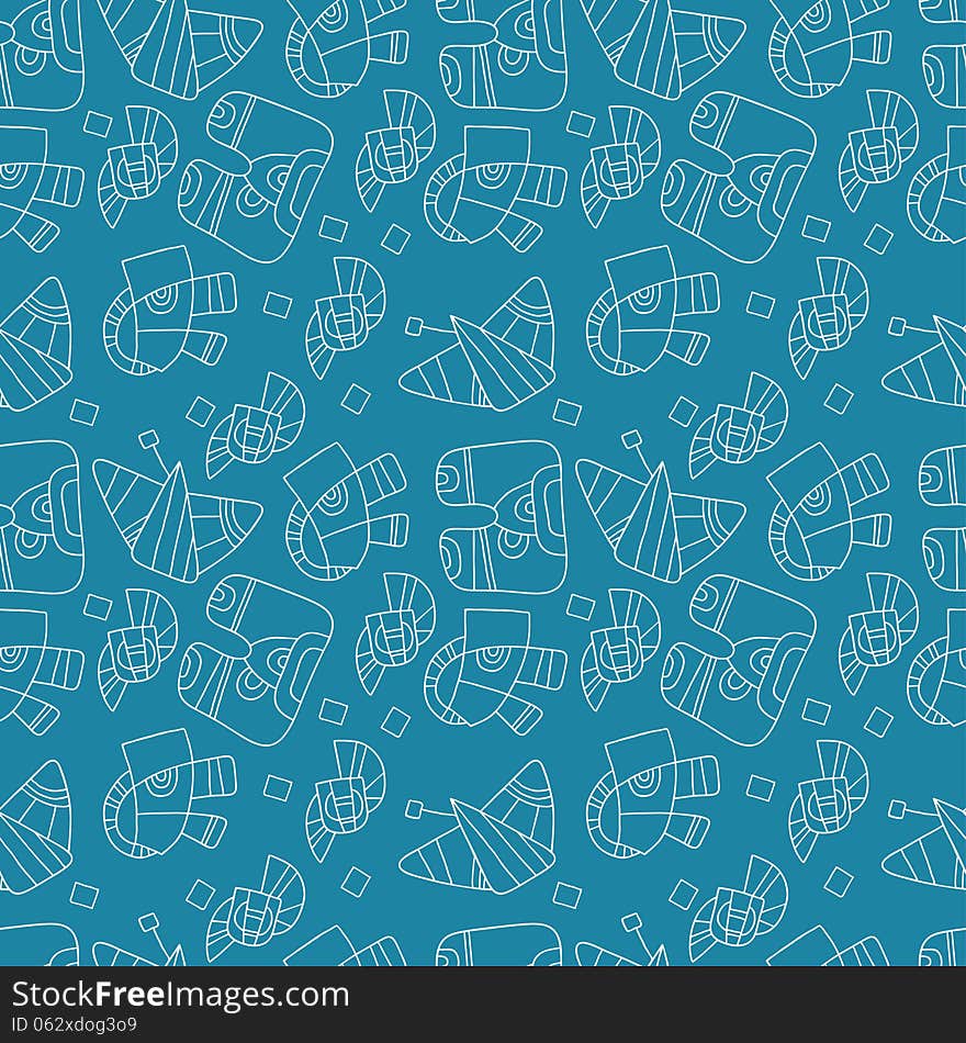 Seamless abstract pattern on a blue background