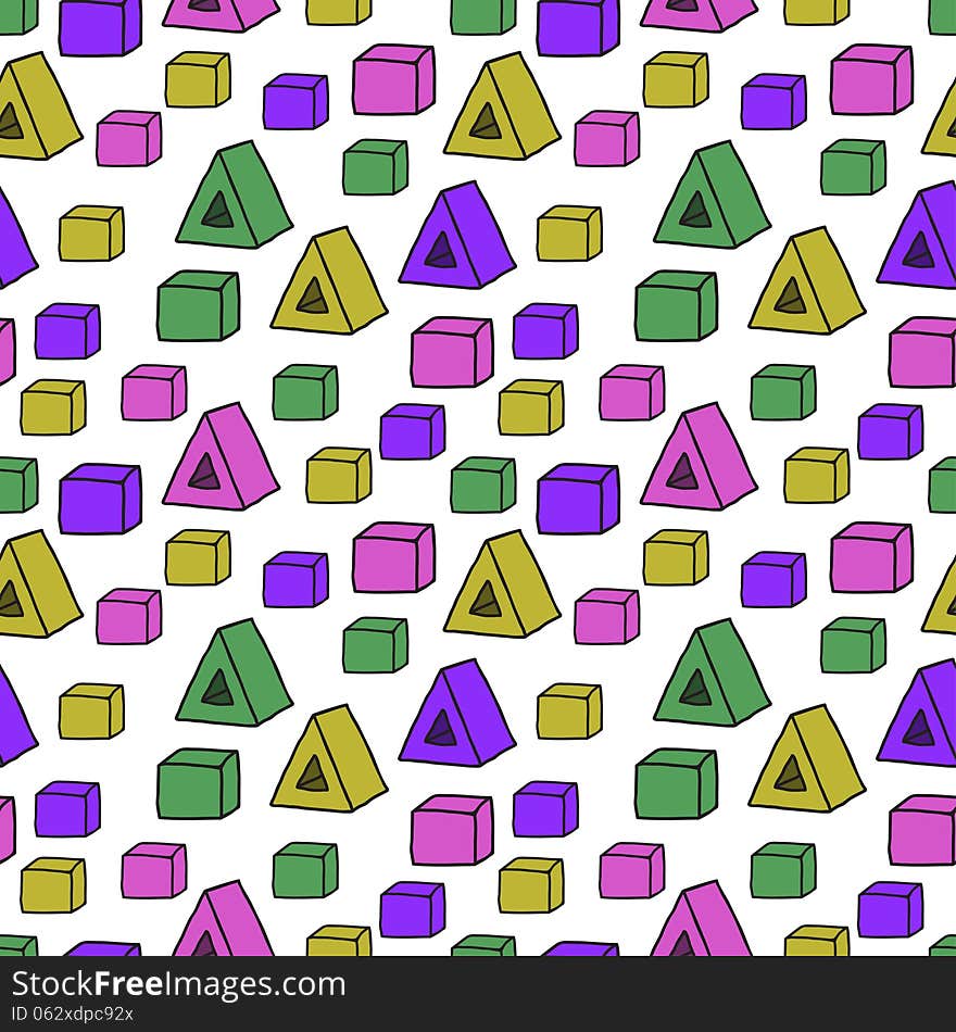 Seamless pattern with color shapes