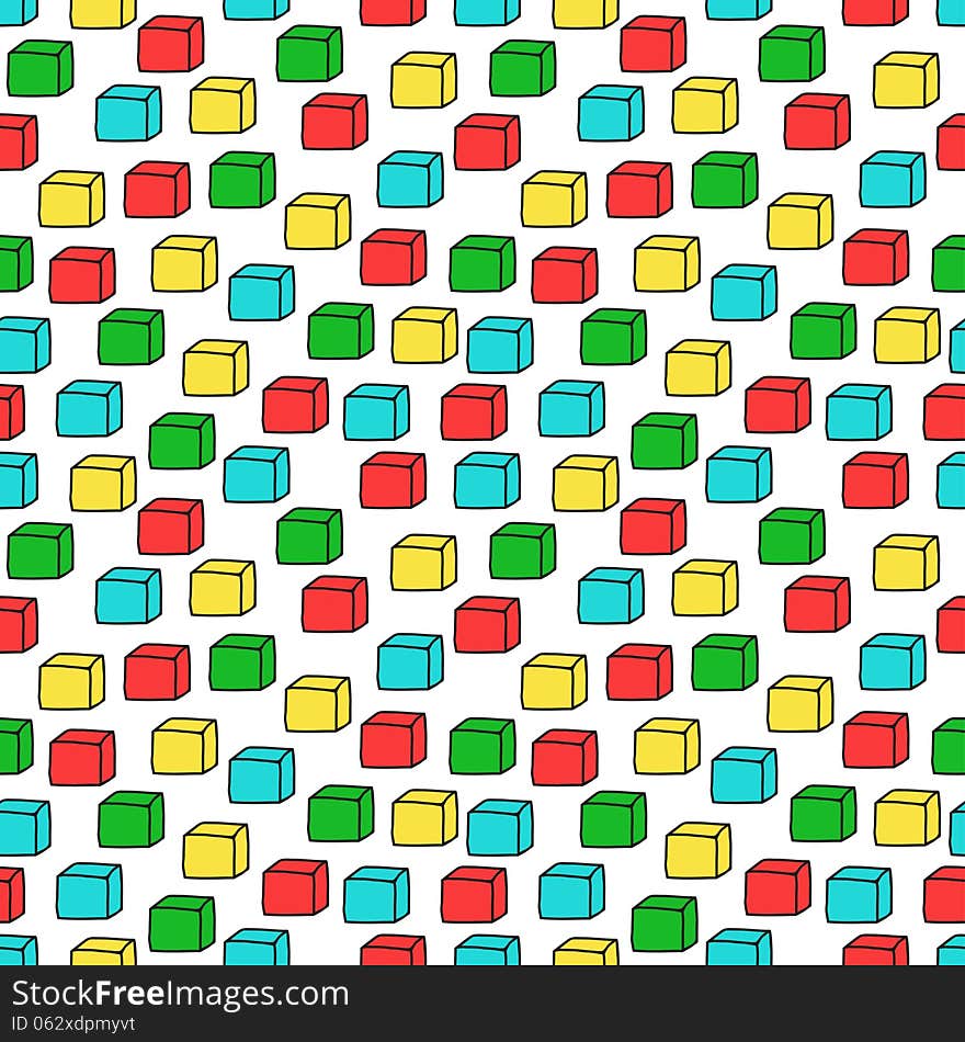 Seamless Pattern With Color Cubes