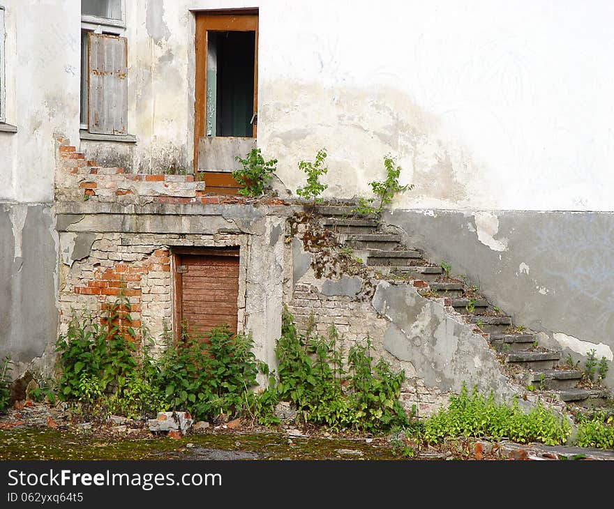 Entrance to an old and abandoned building. Entrance to an old and abandoned building