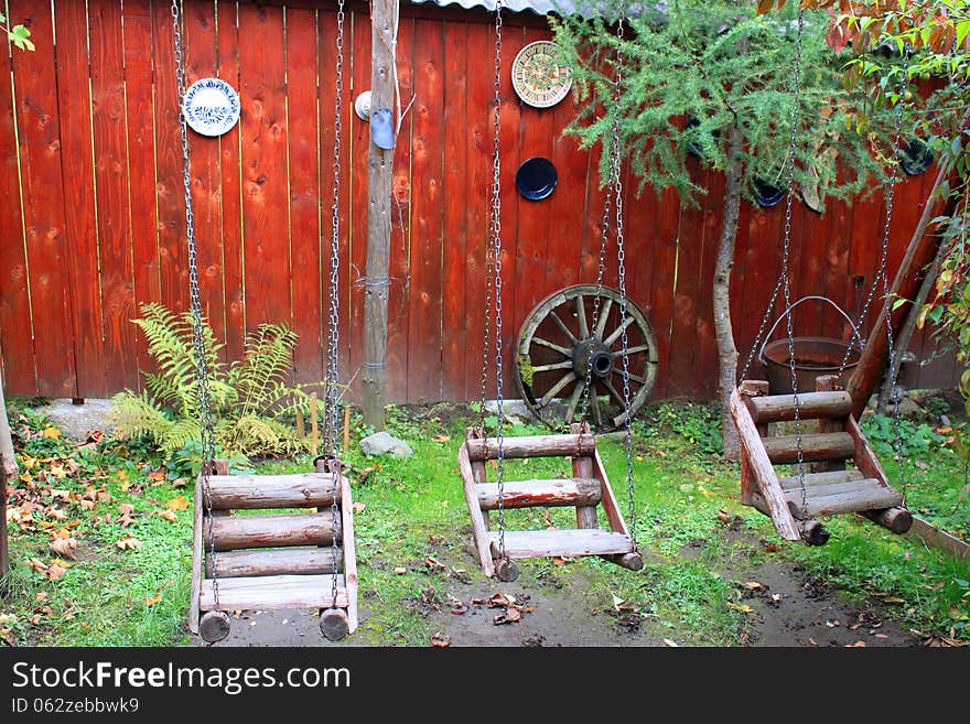 Rustic wooden playground