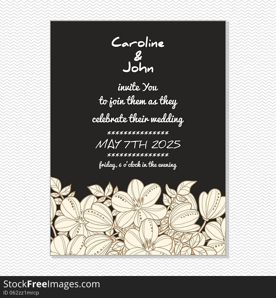 Wedding card or invitation with abstract floral background