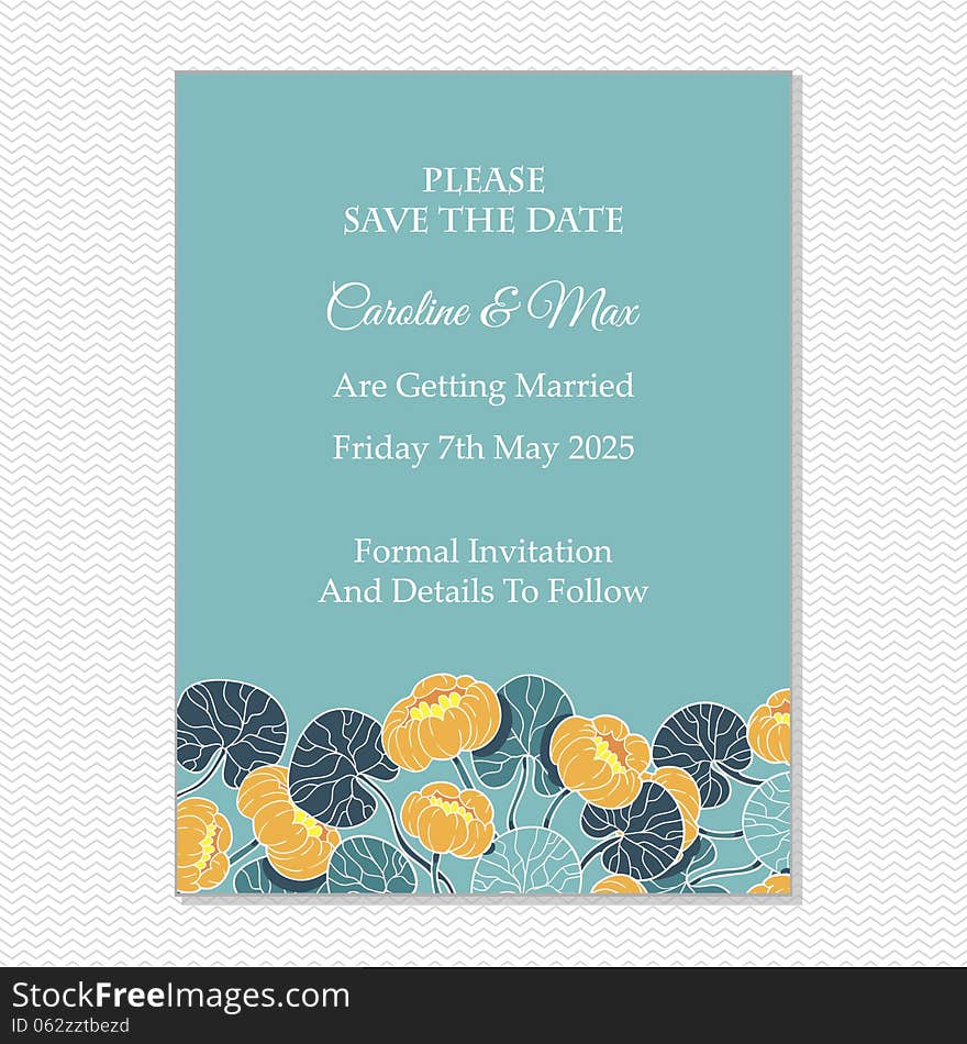 Wedding card or invitation with abstract floral background