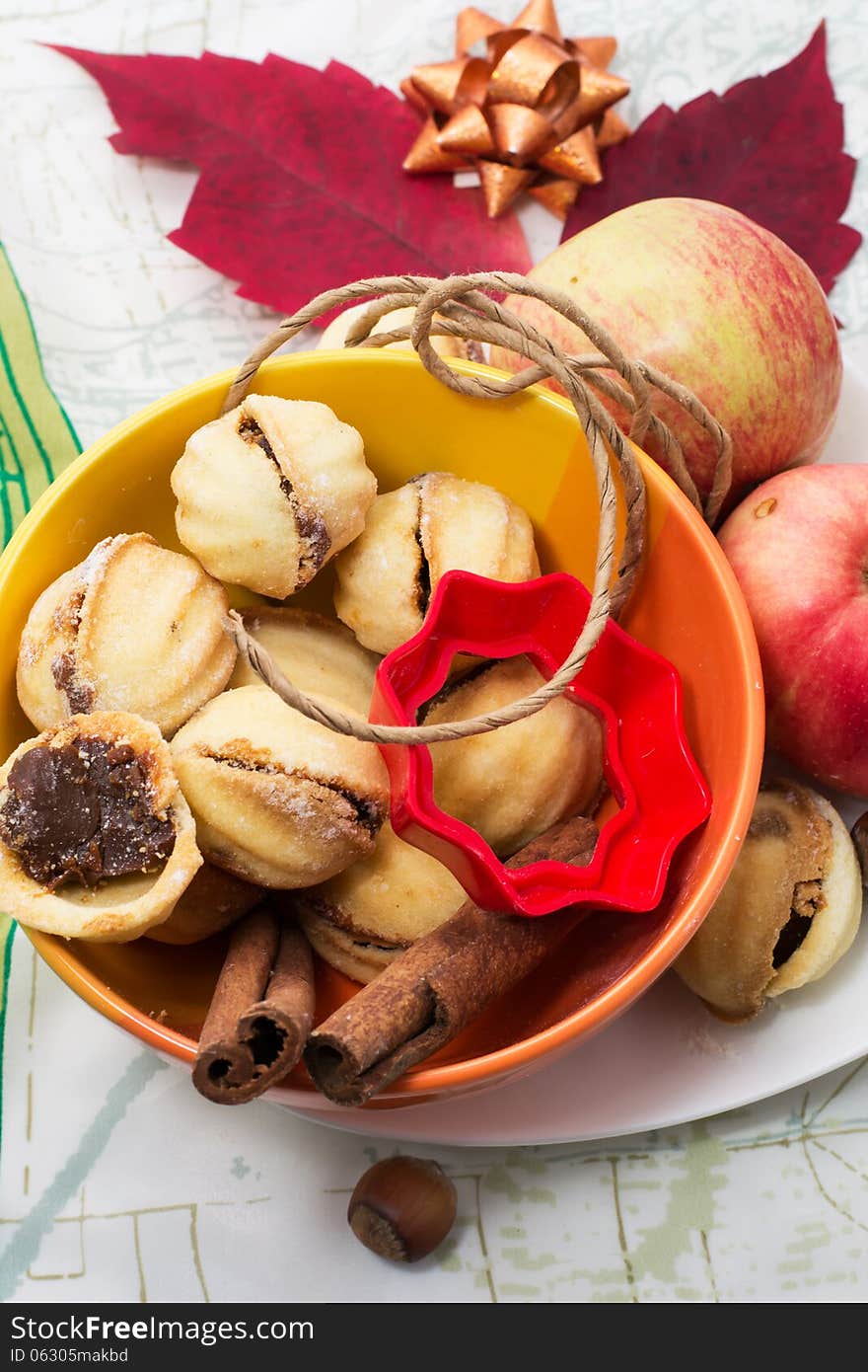 Delicious home-baked flour dessert with condensed milk