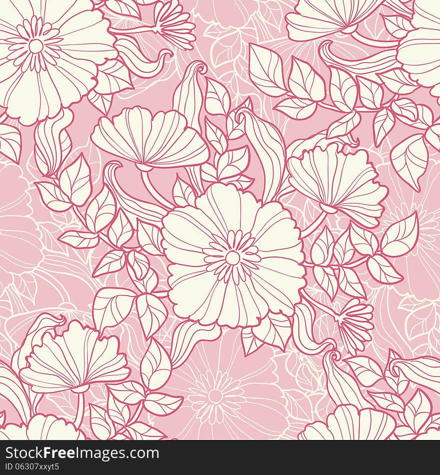 Vector seamless background with flowers. Vector seamless background with flowers