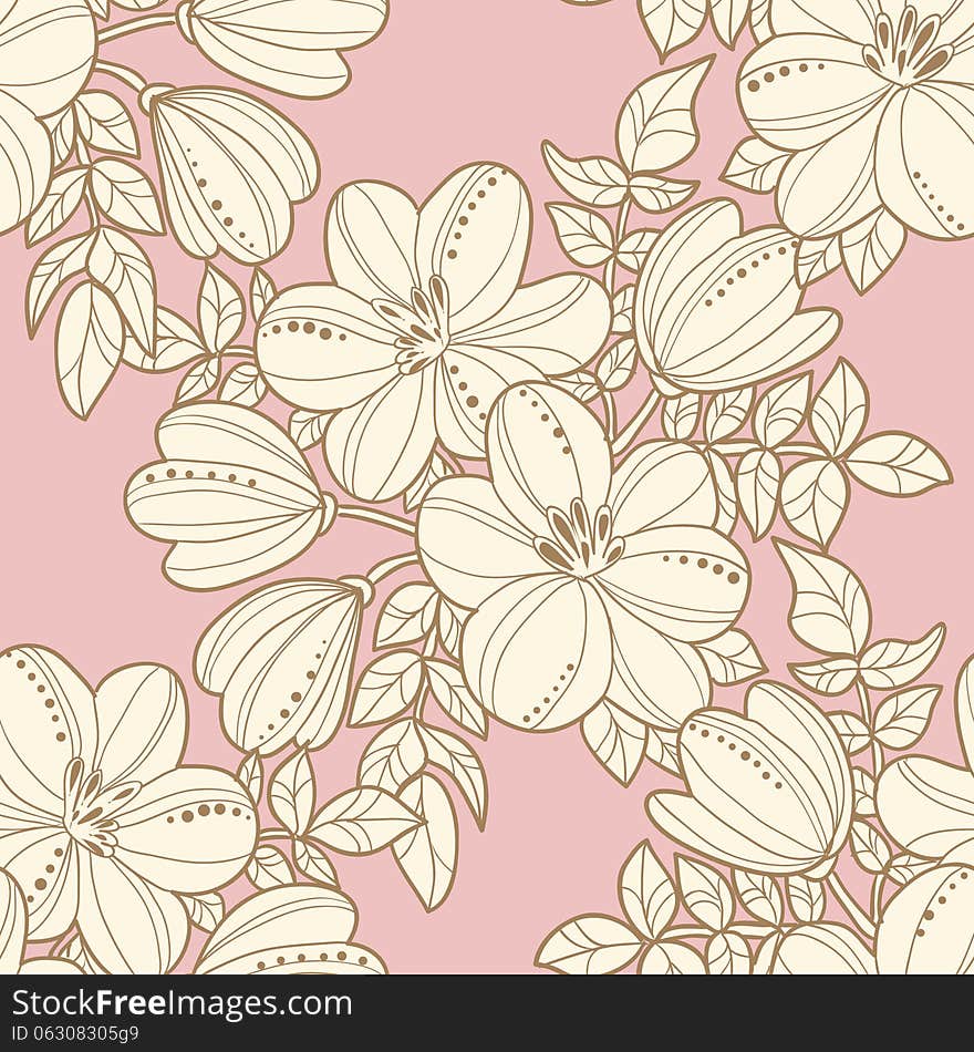 Vector seamless background with flowers. Vector seamless background with flowers