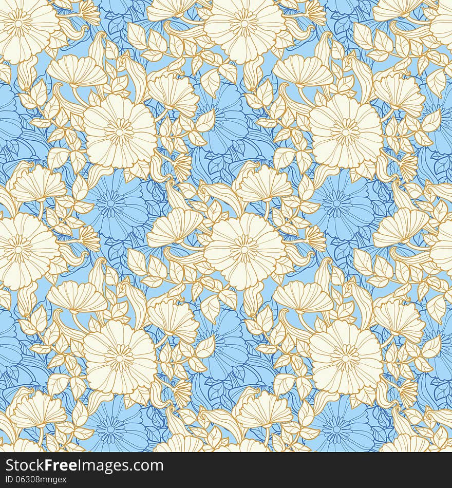 Vector seamless background with flowers. Vector seamless background with flowers