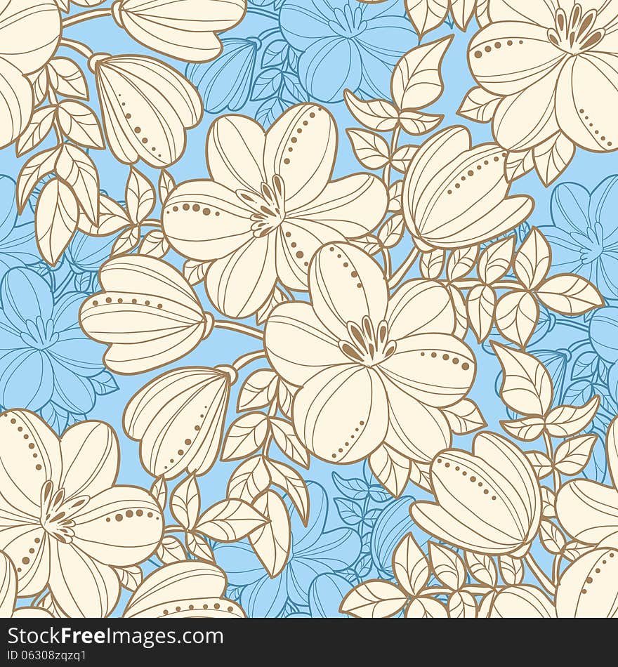 Vector seamless background with flowers. Vector seamless background with flowers