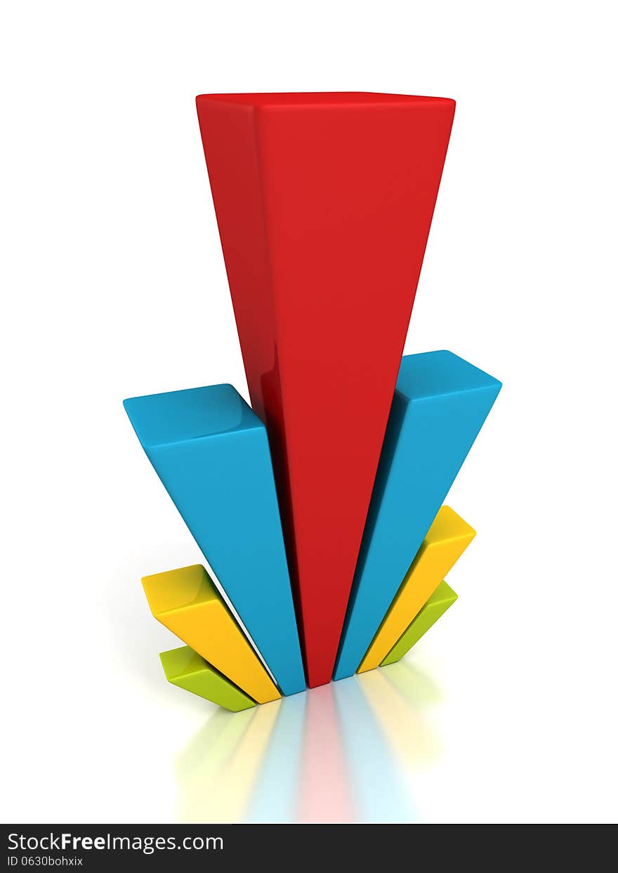 3d Colorful Business Bar Chart Graph Red Top