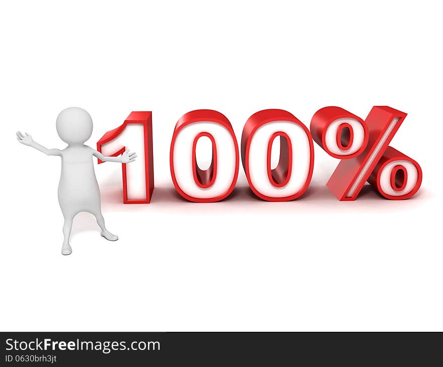 3d Man Person And Percent Sign 100