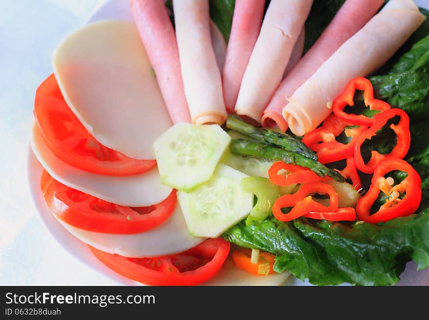 Pretty Veggie And Cold Cut Platter