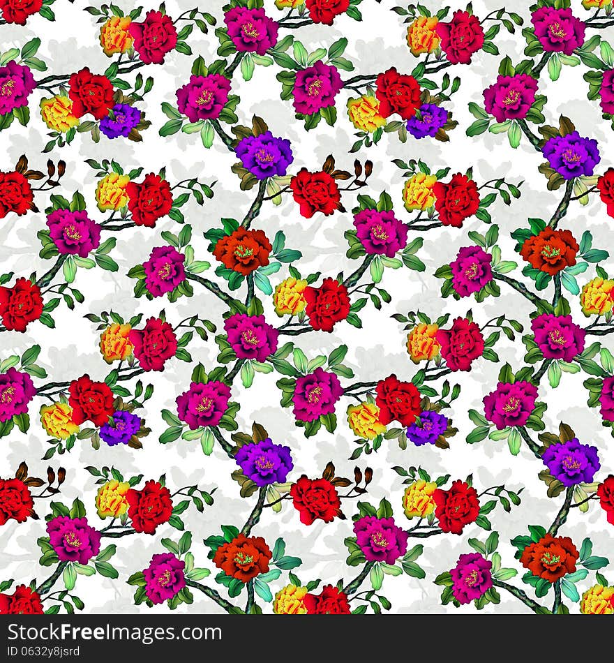 Seamless pattern of beautiful exotic flowers. Seamless pattern of beautiful exotic flowers