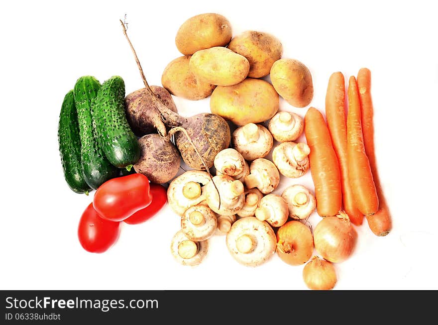 Vegetables on a white background