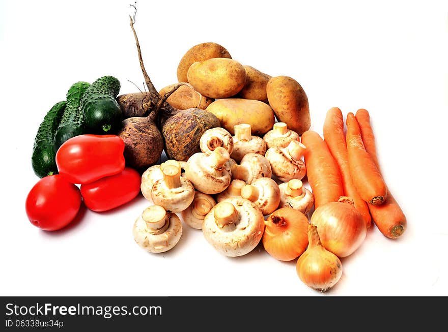 Vegetables on a white background