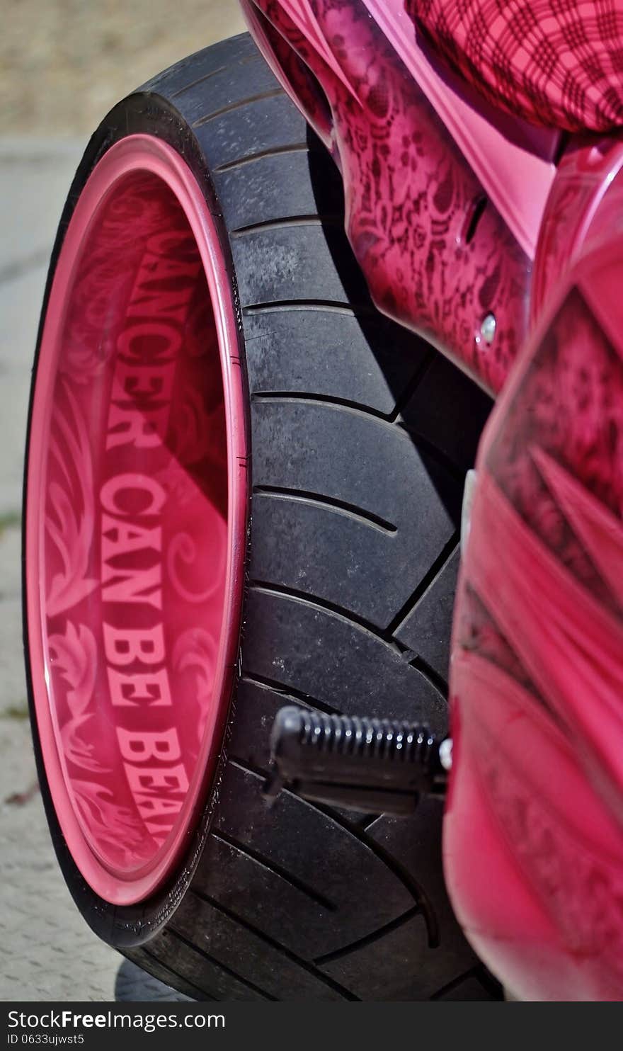 Close up of Pink Ribbon custom bike. Close up of Pink Ribbon custom bike