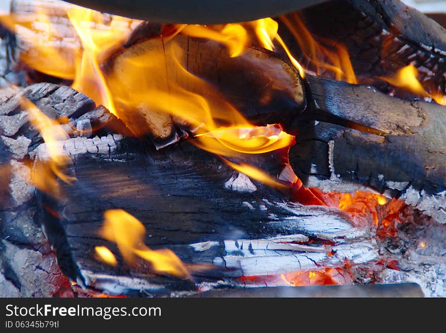 Burning Wooden Logs