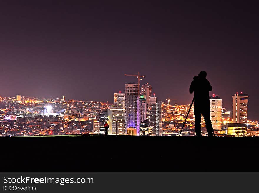 Photografer Take A Photograph Of Tel Aviv Skyline