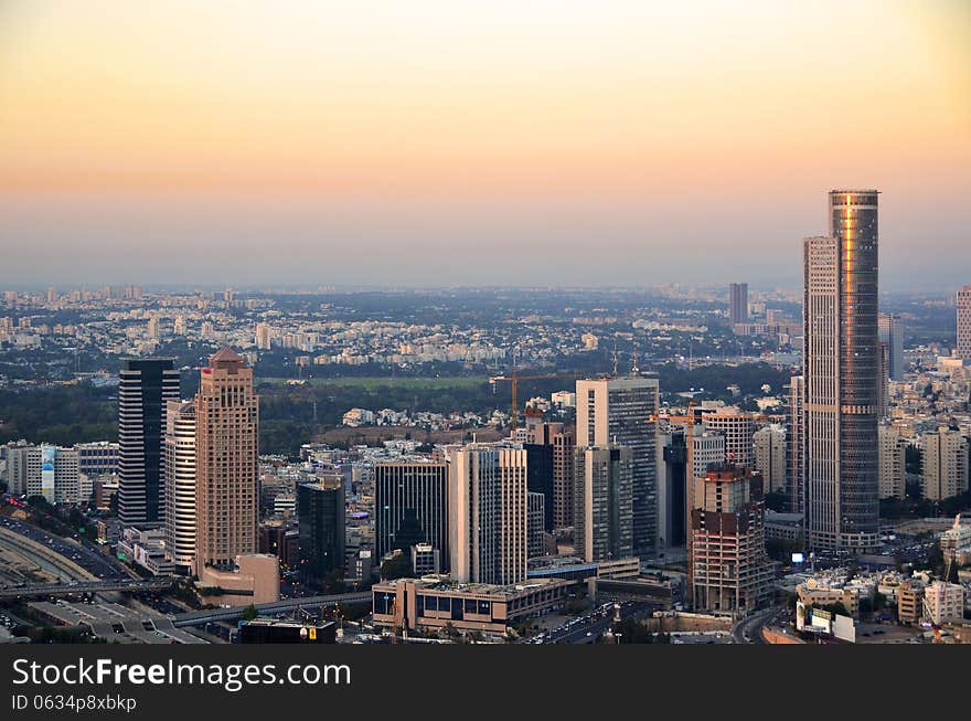 Cityscape At Sunset Of The City Of Tel Aviv