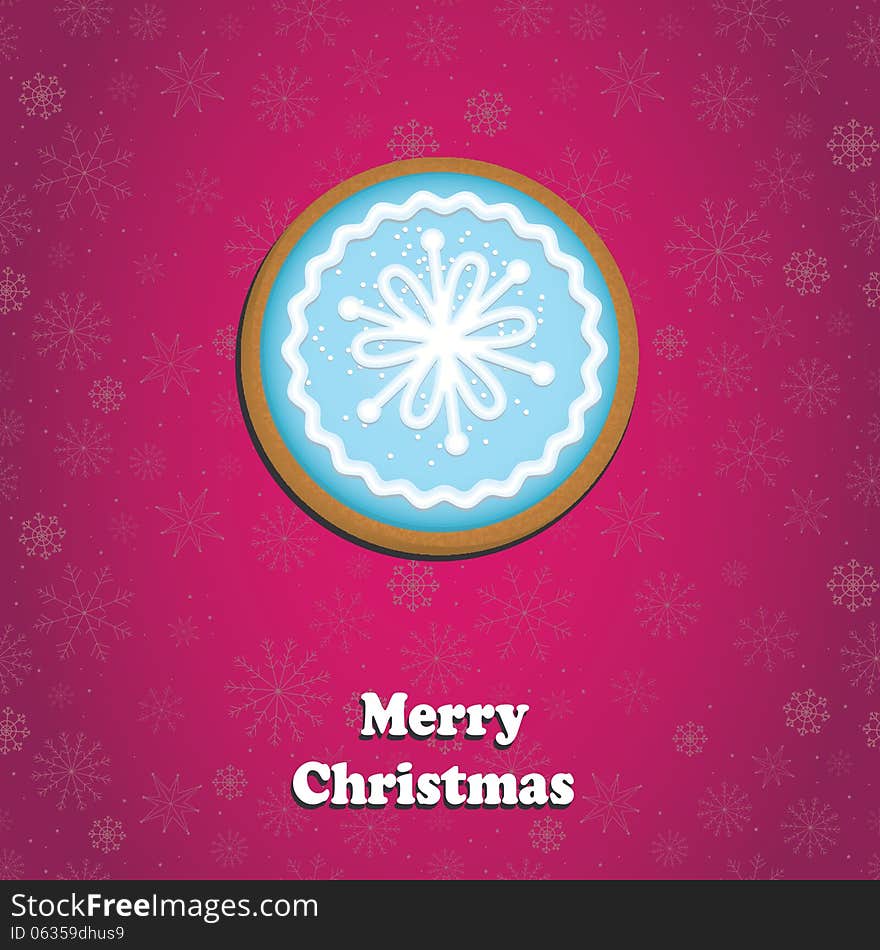 Merry Christmas Greeting Card with cookie