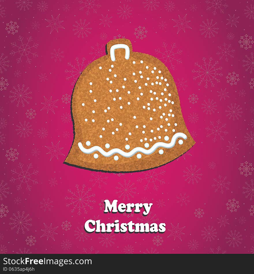 Merry Christmas Greeting Card with cookie