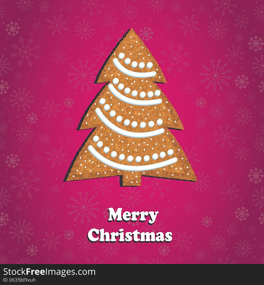 Merry Christmas Greeting Card with cookie