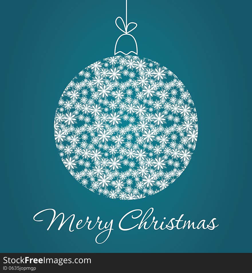 Merry Christmas Greeting Card with snowball made of triangles . Geometric shape snowball. Vector illustration. Holiday design. Winter.