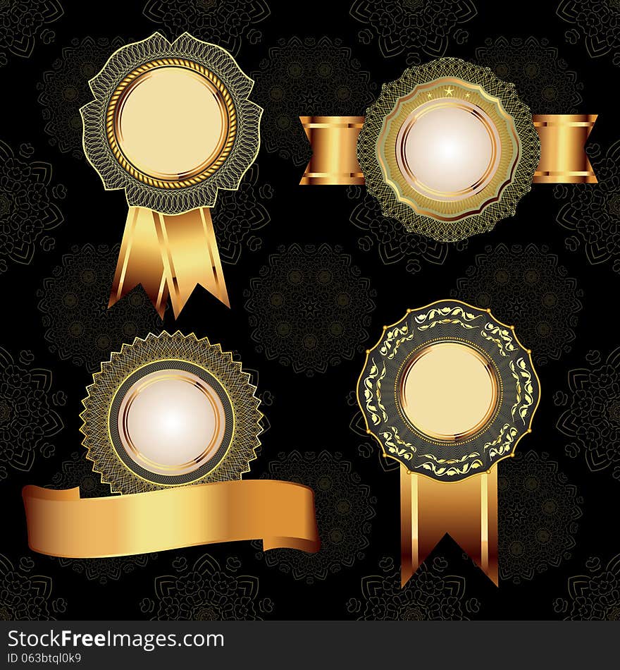 Set Of Vintage Golden Design Elements.