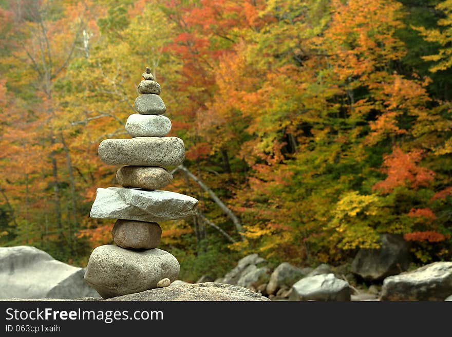 Zen Balance Stone Tower on Autumn Background