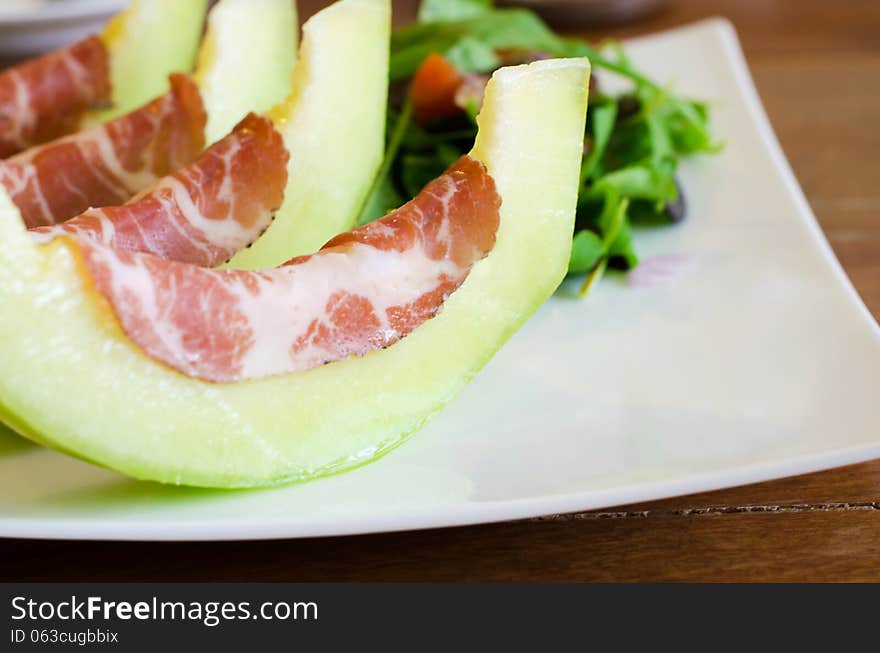 Italian appetizer, Coppa ham with melon