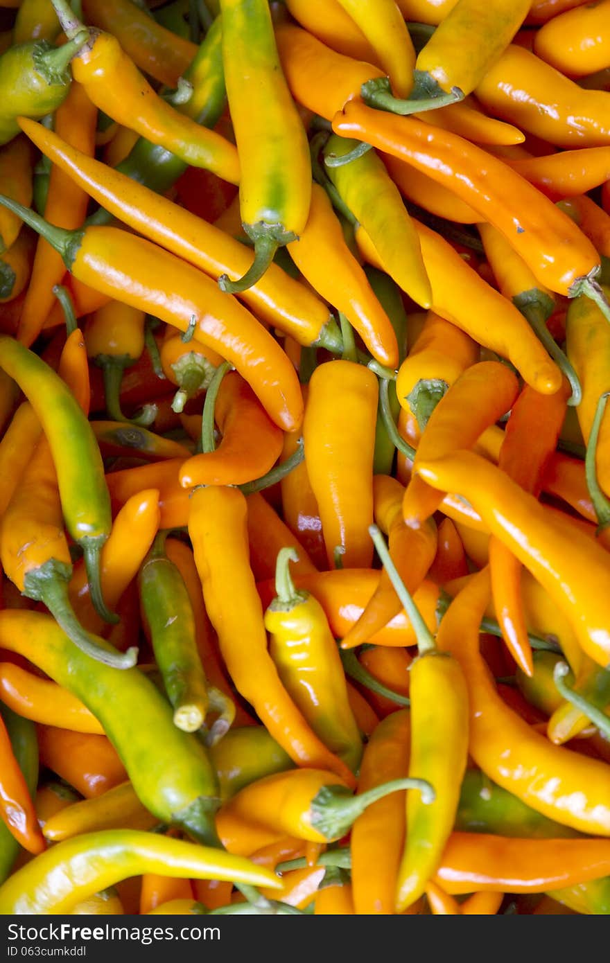 Yellow peppers or paprika of asian names