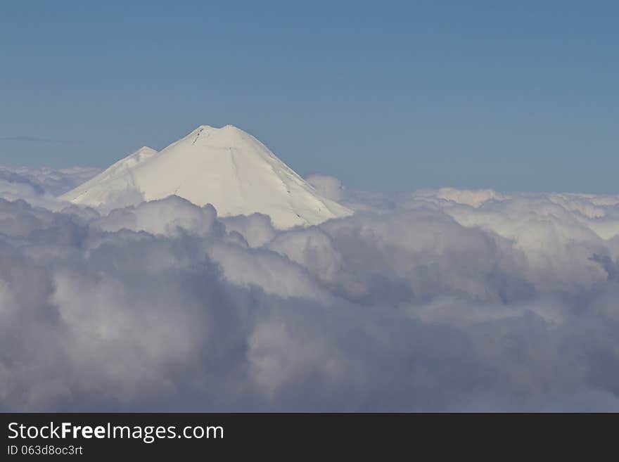 White peak in the clouds