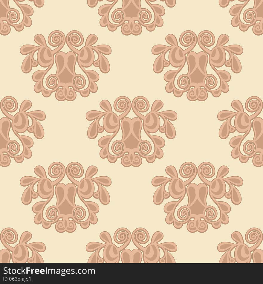 Seamless hand drawn pattern with vintage damask elements. Seamless hand drawn pattern with vintage damask elements