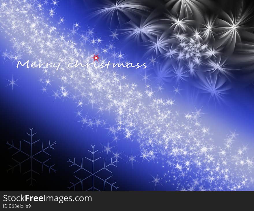 Wonderfull christmas background with fireworks milky way and snow flakes