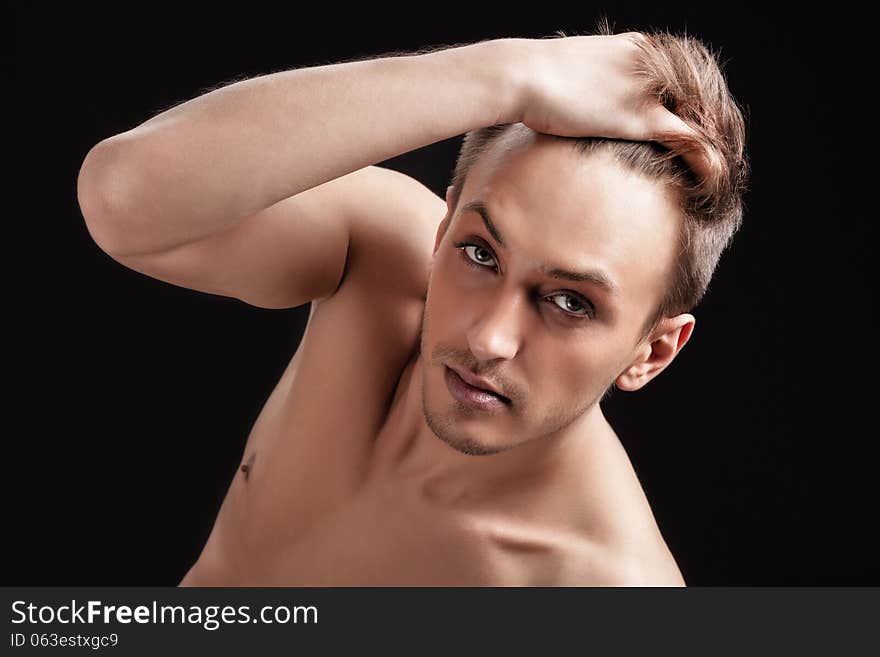 Portrait of a handsome guy, Low-key image