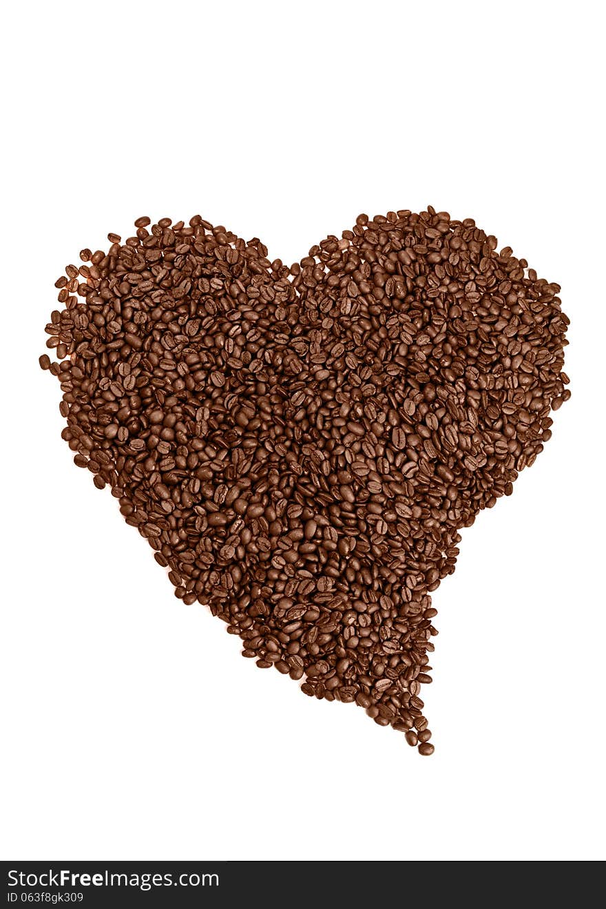 Coffe beans heart shaped