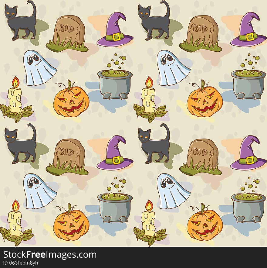 Seamless pattern for Halloween holiday with the traditional picture. Seamless pattern for Halloween holiday with the traditional picture