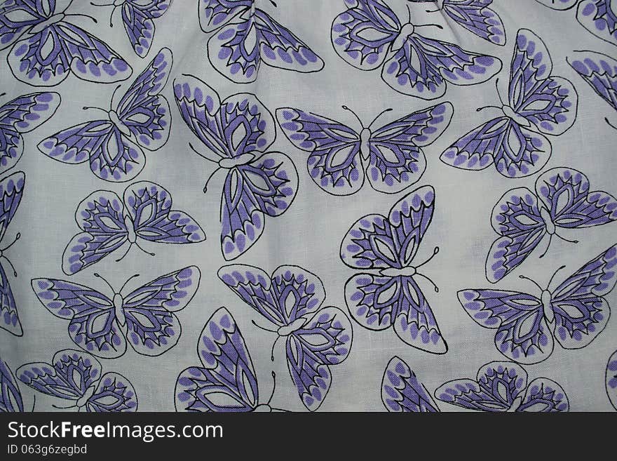 White linen canvas texture with butterfly pattern