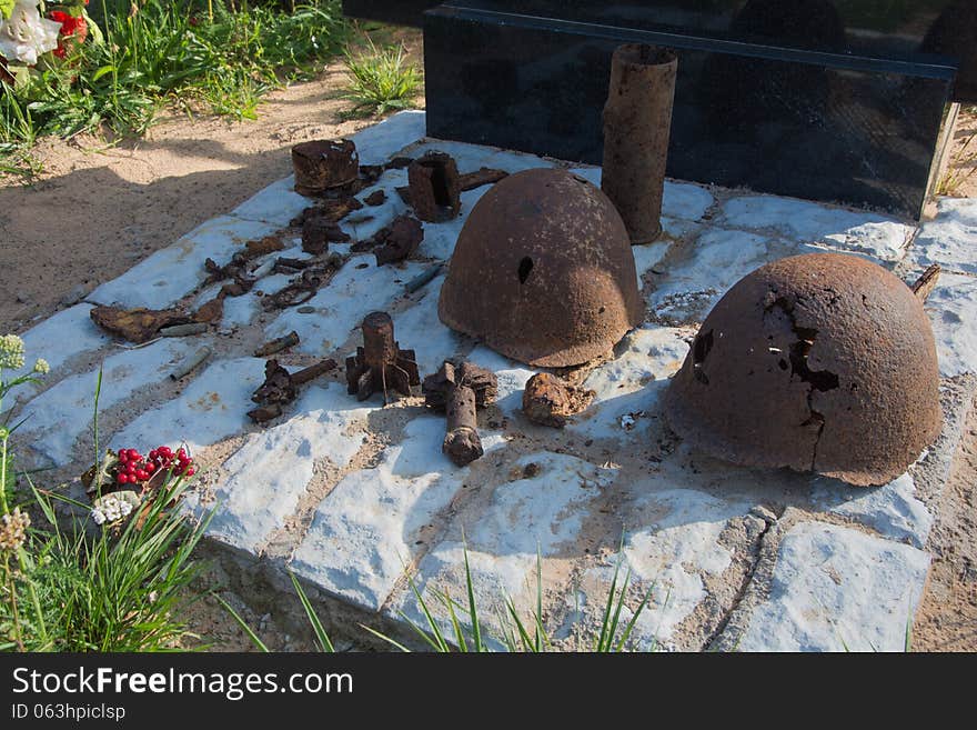 Helmets, casings, bullets, splinters of times of the Second world war. Helmets, casings, bullets, splinters of times of the Second world war.