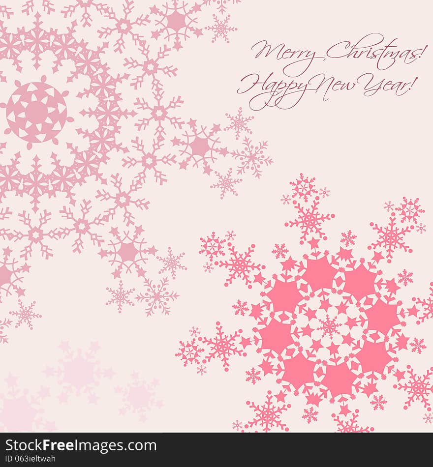 Christmas and New year card. Happy holidays background with snowflakes.